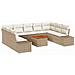 Set Sofà da Giardino da 10 Pezzi con Cuscini Beige Polyrattan Acacia - Foto miniatura 1