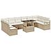 Set di divani da giardino  11 pezzi con cuscini in polyrattan beige, Divano da giardino a 2 posti  con cuscini in polyrattan beige - Foto miniatura 1