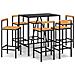 Set Bar Giardino 7 pz Nero Polyrattan e Legno Massello Acacia - Foto miniatura 1