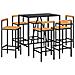 Set Bar Giardino 7 pz Nero Polyrattan e Legno Massello Acacia - Foto miniatura 3