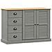 Credenza Cassetti VIGO 113x40x75 cm Legno Massello Pino Grigio - Foto miniatura 1