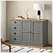 Credenza Cassetti VIGO 113x40x75 cm Legno Massello Pino Grigio - Foto miniatura 2