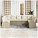 Set Divano da Giardino 9 pcs Beige e bianco Poly Rattan - Foto miniatura 3