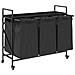 Cesto della Biancheria 3 Scomparti con Ruote Rovere Nero - Foto miniatura 5