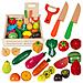 Set taglio in legno per bambini, verdure, frutta, accessori magnetici - Foto miniatura 4