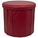 Pouf Salotto Contenitore Ecopelle Rotondo Pieghevole Tinta Unita Pouf Bordeaux - Foto miniatura 1