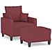 Poltrona Con Poggiapiedi Rosso Vino 60 Cm In Tessuto - Foto miniatura 2