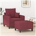 Poltrona Con Poggiapiedi Rosso Vino 60 Cm In Tessuto - Foto miniatura 1