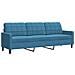 Set di Divani 3 pz con Cuscini e Rinforzi Blu in Velluto - Foto miniatura 4