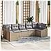 Set da giardino 7 pezzi con cuscini beige in rattan - Foto miniatura 2