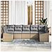 Set da giardino 7 pezzi con cuscini beige in rattan - Foto miniatura 3