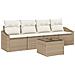 Set da Giardino da 5 Pezzi di con Cuscini Beige Poly Rattan - Foto miniatura 1