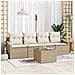Set da Giardino da 5 Pezzi di con Cuscini Beige Poly Rattan - Foto miniatura 2