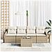 Set da Giardino da 5 Pezzi di con Cuscini Beige Poly Rattan - Foto miniatura 3