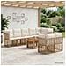 Set Divano da Giardino 9 pz Naturale e Bianco Crema polyrattan - Foto miniatura 4