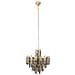 Lampadario Contemporaneo Flare Metallo Oro 6 Luci Diffusori Vetro - Foto miniatura 1