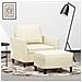 Poltrona Con Poggiapiedi Crema 60 Cm In Similpelle - Foto miniatura 1