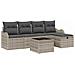 Set divano da giardino di 6 pezzi con cuscini grigio chiaro in polyrattan, Divano da giardino a 2 posti con spazio di stoccaggio e cuscini grigio chiaro in polyrattan - Foto miniatura 1