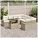 Set Sofà Giardino  9 Pezzi con Cuscini Beige Polyrattan, Sofà Giardino con Cuscini Beige Polyrattan 2 Posti - Foto miniatura 3