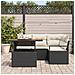 Set Giardino  5 Pezzi con Cuscini Rattan Polyrattan Nero Acacia, Divano Giardino  2 Posti con Cuscini Polyrattan Nero - Foto miniatura 3