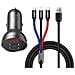 Indicatore Livello Di Carica Digital Car 2xusb Con 3-in-1 Cavo Da 1,2 M, 24w 4.8a, Nero / Grigio (tzccbx-0g) - Foto miniatura 2