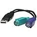 Convertidor PS / 2 a USB USB A 2x Mini DIN 6 pin (PS / 2) Nero cavo di interfaccia e adattatore - Foto miniatura 1
