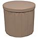 Pouf Salotto Contenitore Ecopelle Rotondo Pieghevole Tinta Unita Pouf Tortora - Foto miniatura 1