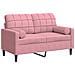 Divano A 2 Posti Con Cuscini Rosa 120 Cm In Velluto - Foto miniatura 2