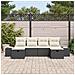 Set di Divani da Giardino 6 Pezzi con Cuscini Rattan Nero Polyrattan - Foto miniatura 3