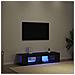 Mobile TV  con luci LED, Nero Rovere, 135x39x30cm, in legno ingegnerizzato - Foto miniatura 4
