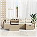 Set Divano da Giardino 6 Pezzi con Cuscini Beige Polyrattan - Foto miniatura 3