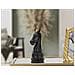 Scultura Cavallo Degli Scacchi In Resina Nera E Oro - Foto miniatura 6