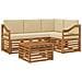 Set di divani da esterno con cuscino 5 pcs Naturale e Beige - Foto miniatura 1