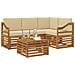 Set di divani da esterno con cuscino 5 pcs Naturale e Beige - Foto miniatura 3