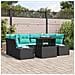 Set Divano da Giardino 7 pz 6-Numero di posti Nero e Turchese - Foto miniatura 8