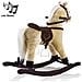 Cavallo A Dondolo Beige Con Suoni Realistici Legno E Peluche Bambini Infanzia - Foto miniatura 3