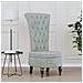 Sedia Schienale Alto Design Con Bottoni Velluto Grigio Chiaro - Foto miniatura 1