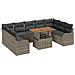 Set Divano da Giardino  10 Pezzi con Cuscini Grigi Polyrattan Acacia, Divano da Giardino  2 Posti con Cuscini Grigi Polyrattan - Foto miniatura 1