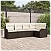 Set divano da giardino 5 pezzi con cuscini in rattan poliestere marrone,  Divano da giardino 2 posti con cuscini in rattan poliestere marrone - Foto miniatura 2