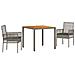 Set da Pranzo per Giardino 3 pcs Grigio Poly Rattan - Foto miniatura 1