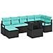 Set Divano da Giardino 8 pz Nero e Blu polyrattan - Foto miniatura 1