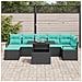 Set Divano da Giardino 8 pz Nero e Blu polyrattan - Foto miniatura 10