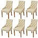 Sedie Da Pranzo In Rovere 6 Pezzi Tessuto Crema - Foto miniatura 1