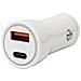 Caricatore Da Auto Universale Usb-c E Usb A 20w Bianco - Foto miniatura 1