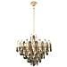 Lampadario Contemporaneo Flare Metallo Oro 8 Luci Diffusori Vetro - Foto miniatura 1