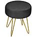 Pouf Salotto Camera Rotondo Design Moderno Modello Velvet In Tinta Unita Vari Colori Pouf Nero - Foto miniatura 1