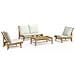 Set Salotto Da Giardino 4pz Con Cuscini Bianco Crema In Bambù - Foto miniatura 1