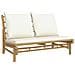 Set Salotto Da Giardino 4pz Con Cuscini Bianco Crema In Bambù - Foto miniatura 3