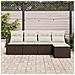 Set Divano da Giardino 5 Pezzi con Cuscini in Rattan Polietilene Marrone,  Divano da Giardino a 2 Posti con Cuscini in Rattan Polietilene Marrone - Foto miniatura 3