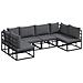Set Divano da Giardino con cuscino 6 pcs Nero Alluminio - Foto miniatura 1